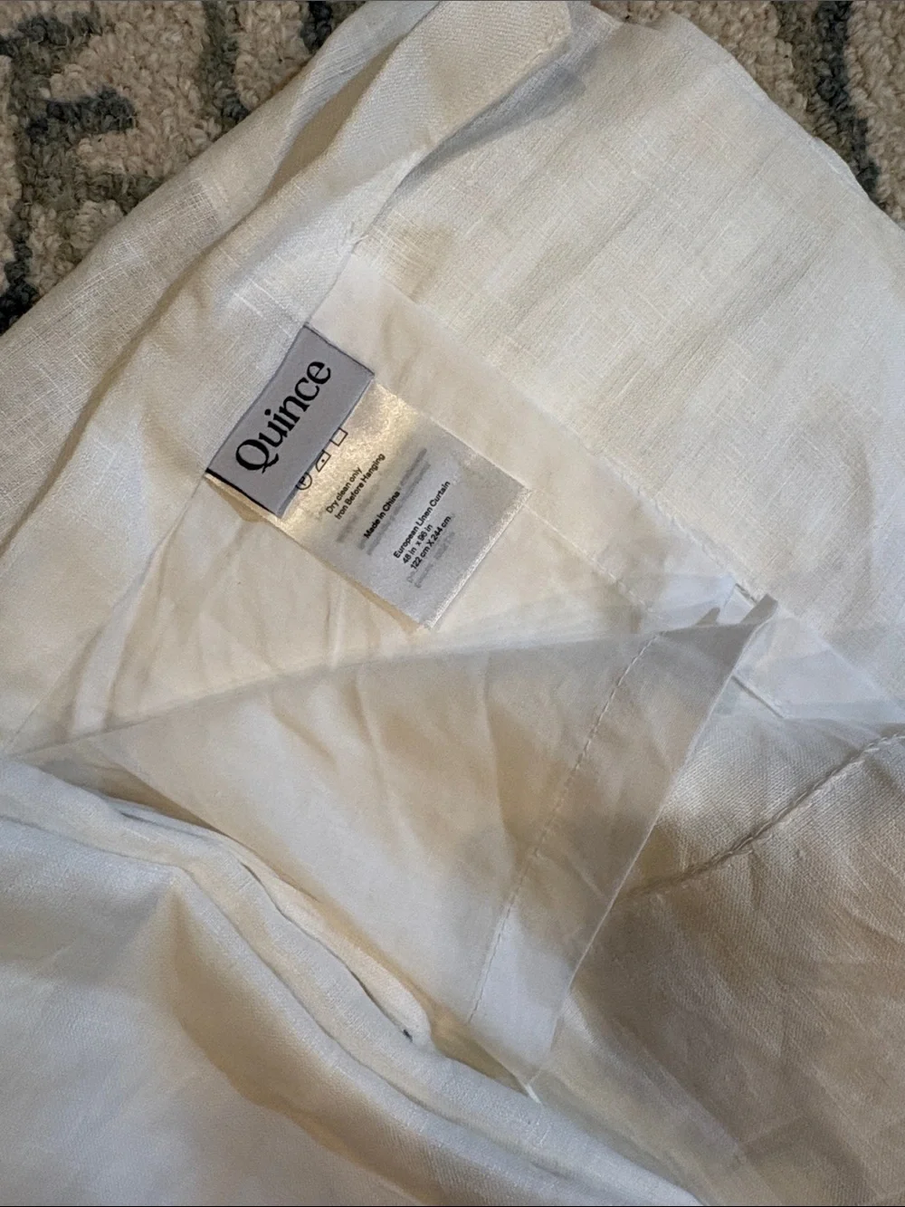 Quince European Luxe Linen White Curtain Panel 48x96 (one panel)